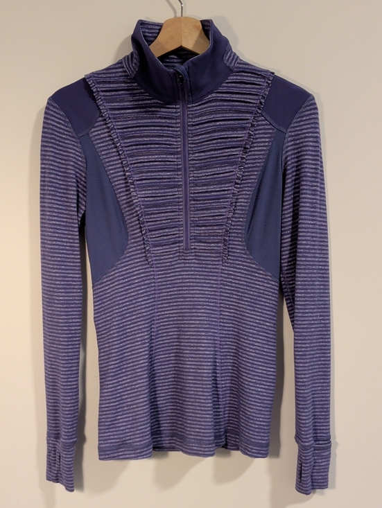 lululemon athletica Sweaters - Lululemon Striped Purple Half-Zip Pullover